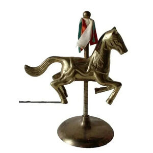 Vintage Brass MCM Hollywood Regency Carousel Horse Merry Go Round Pony Figurine